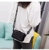 Black acrylic cross body sling bag for kids and teens, self-design pattern and free size